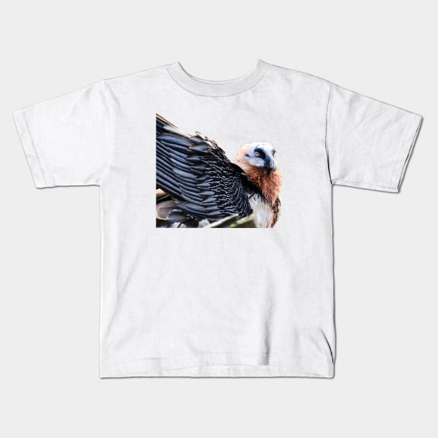 Bearded Vulture plumes Kids T-Shirt by Wolf Art / Swiss Artwork Photography